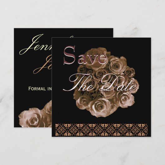 Elegant ANTIEK GOLD Roos Wedding Save Date Save The Date (Voorkant / Achterkant)
