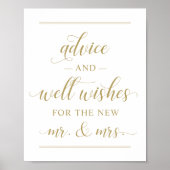 Elegant Antiek Gold Script Wedding Well Wishes Poster (Voorkant)