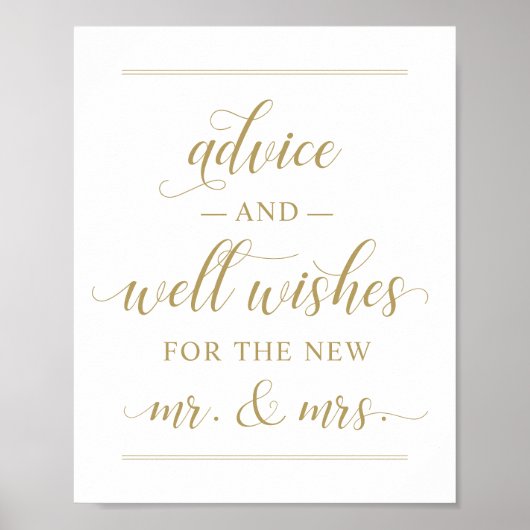 Elegant Antiek Gold Script Wedding Well Wishes Poster (Voorkant)