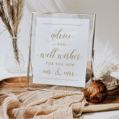 Elegant Antiek Gold Script Wedding Well Wishes Poster