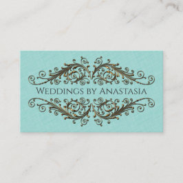 Elegant Antiek Gold Swirls Blue Pattern Visitekaartje