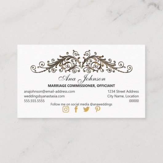 Elegant Antiek Gold Swirls papier Visitekaartje (Achterkant)