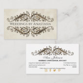 Elegant Antiek Gold Swirls papier Visitekaartje (Voorkant / Achterkant)