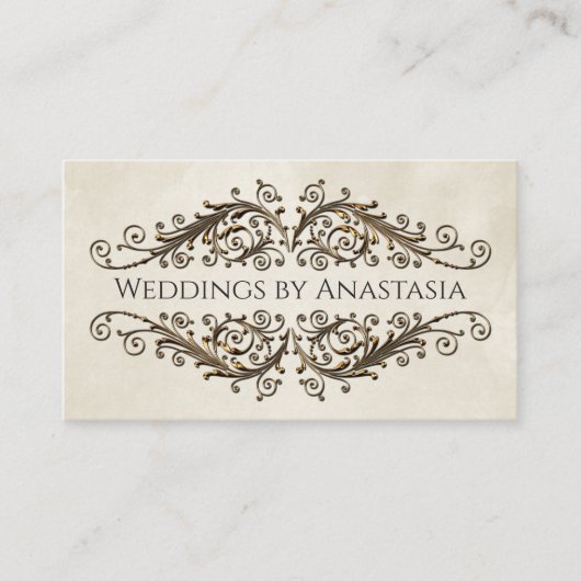 Elegant Antiek Gold Swirls papier Visitekaartje (Voorkant)