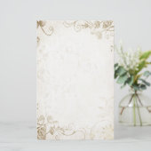 Elegant Antiek Gold Vintage Wedding Briefpapier (Staand voorkant)