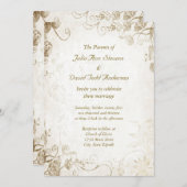 Elegant Antiek Gold Vintage Wedding Uitnodiging (Voorkant / Achterkant)