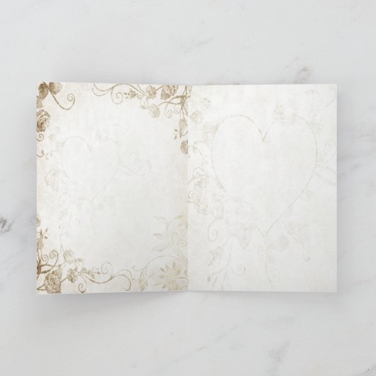 Elegant Antiek Gold Vintage Wedding Uitnodiging (Binnen)