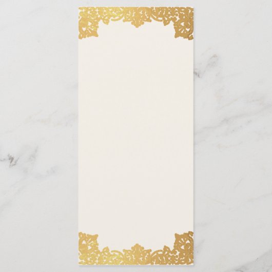 Elegant Antiek Goud Ivoor  Script Wedding Menu (Achterkant)
