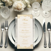 Elegant Antiek Goud Ivoor Script Wedding Menu