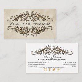 Elegant Antiek Goud Krullen Vintage Papier Visitekaartje