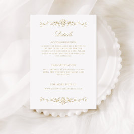 Elegant Antiek Gouden Lijn Art Bruiloft Details Informatiekaartje