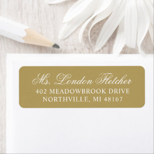 Elegant Antiek Gouden Script Trouwadres Etiket