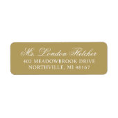 Elegant Antiek Gouden Script Trouwadres Etiket (Voorkant)