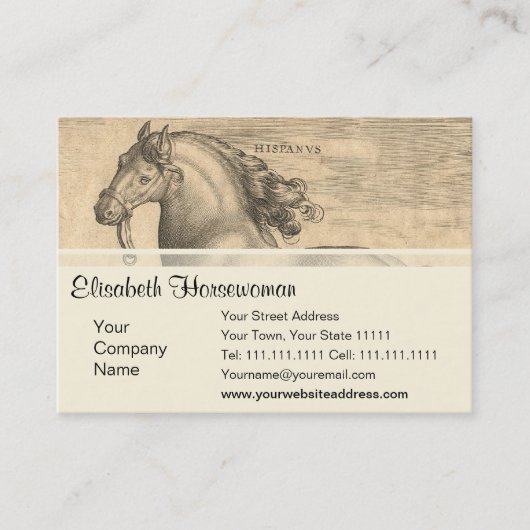 Elegant Antiek graven van Spaanse paarden Visitekaartje (Voorkant)