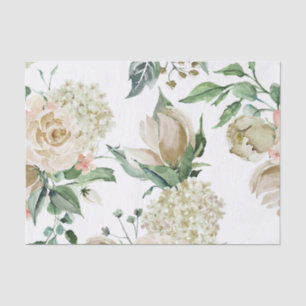 Elegant Antiek Ivory Floral Botanical Decoupage Tissuepapier