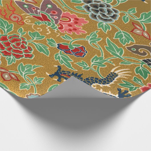 Elegant Antiek Japans Floral Pattern Cadeaupapier (Hoek)