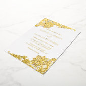 Elegant Antiek Lace Rustic Wedding Gold Folie Uitnodiging (Gedraaid)
