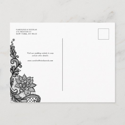 Elegant Antiek Lace Wood Country Weddenschap Uitnodiging Briefkaart (Achterkant)