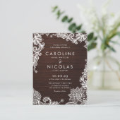 Elegant Antiek Lace Wood Country Weddenschap Uitnodiging Briefkaart (Staand voorkant)