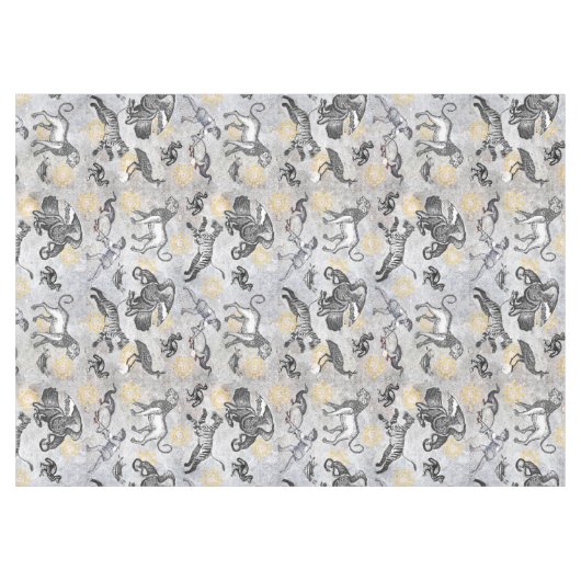 Elegant Antiek mozaïekgrijs goudtijger adelaar Tafelkleed (Voorkant (Horizontaal))