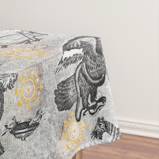 Elegant Antiek mozaïekgrijs goudtijger adelaar Tafelkleed (Voorbeeld)