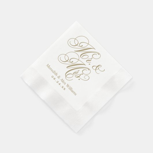 Elegant Antiek Mr. en Mrs Script Monogram Servetten (Hoek)