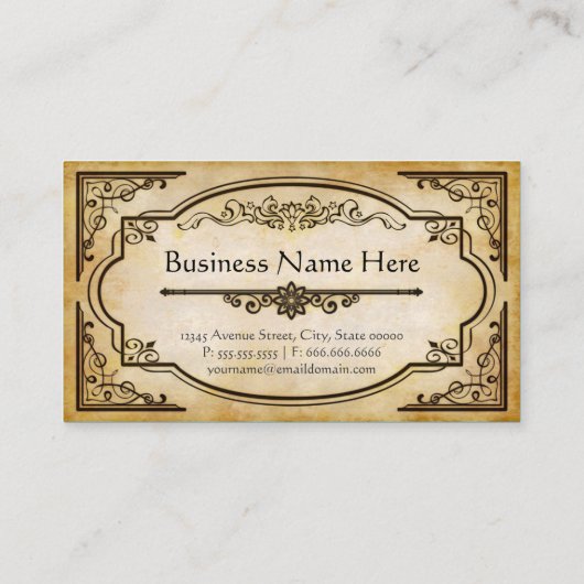 Elegant Antiek oud papier met Lijst Visitekaartje (Achterkant)