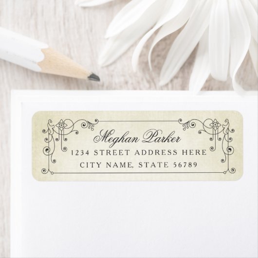 Elegant  Antiek Return Address Etiket (Insitu)