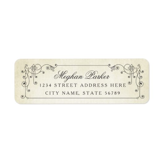 Elegant  Antiek Return Address Etiket (Voorkant)