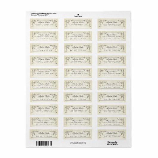 Elegant  Antiek Return Address Etiket (Full Sheet)
