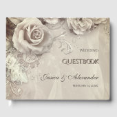Elegant Antiek Roos bruiloft gastenboek (Voorkant)