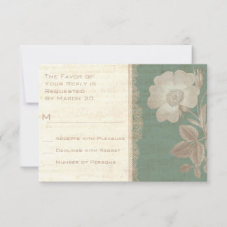 Elegant Antiek Roos  Verdigris Patina RSVP Kaartje