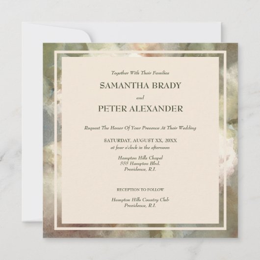 Elegant Antiek Roos, zacht roze Waterverf Floral Kaart (Achterkant)