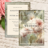 Elegant Antiek Roos, zacht roze Waterverf Floral Kaart