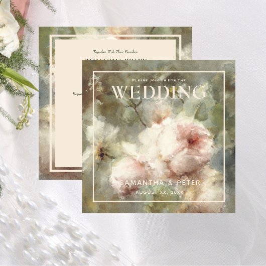 Elegant Antiek Roos, zacht roze Waterverf Floral Kaart