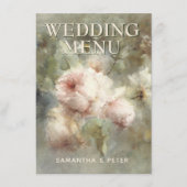 Elegant Antiek Roos, zacht roze Waterverf Floral Menu (Voorkant)