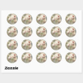 Elegant Antiek Roos, zacht roze Waterverf Floral Ronde Sticker