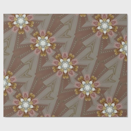 Elegant Antiek Roze Zilver Goud Witte Bloem Cadeaupapier (Vlak)