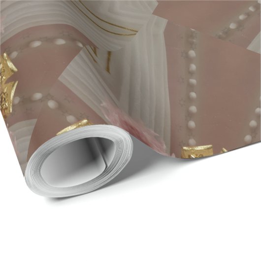 Elegant Antiek Roze Zilver Goud Witte Bloem Cadeaupapier (Rol Hoek)