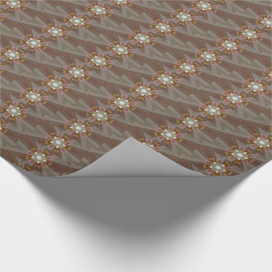 Elegant Antiek Roze Zilver Goud Witte Bloem Cadeaupapier (Hoek)