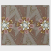 Elegant Antiek Roze Zilver Goud Witte Bloem Cadeaupapier (Vlak)