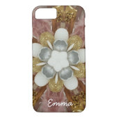 Elegant Antiek Roze Zilver Goud Witte Bloem Case-Mate iPhone Case (Achterkant)