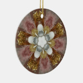 Elegant Antiek Roze Zilver Goud Witte Bloem Keramisch Ornament (Rechts)