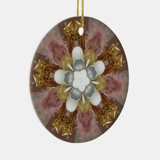 Elegant Antiek Roze Zilver Goud Witte Bloem Keramisch Ornament (Rechts)