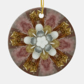 Elegant Antiek Roze Zilver Goud Witte Bloem Keramisch Ornament (Voorkant)