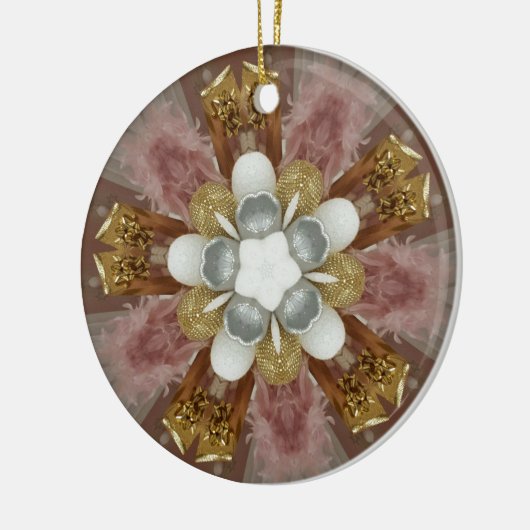 Elegant Antiek Roze Zilver Goud Witte Bloem Keramisch Ornament (Links)