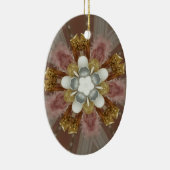 Elegant Antiek Roze Zilver Goud Witte Bloem Keramisch Ornament (Rechts)