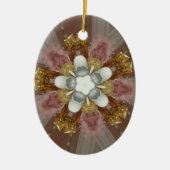 Elegant Antiek Roze Zilver Goud Witte Bloem Keramisch Ornament (Voorkant)