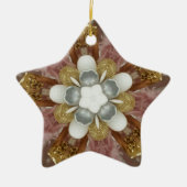 Elegant Antiek Roze Zilver Goud Witte Bloem Keramisch Ornament (Voorkant)