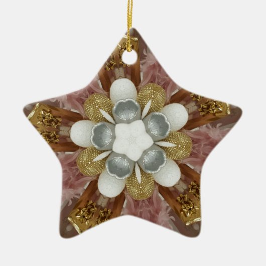 Elegant Antiek Roze Zilver Goud Witte Bloem Keramisch Ornament (Voorkant)